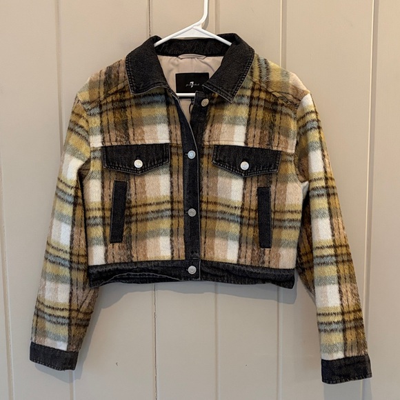 7 For All Mankind Plaid Cropped Jacket - Picture 2 of 7